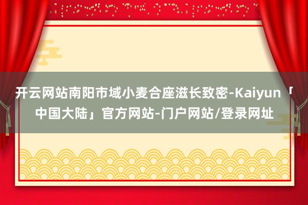 开云网站南阳市域小麦合座滋长致密-Kaiyun「中国大陆」官方网站-门户网站/登录网址